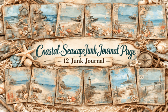 Coastal Seascape Junk Journal Page