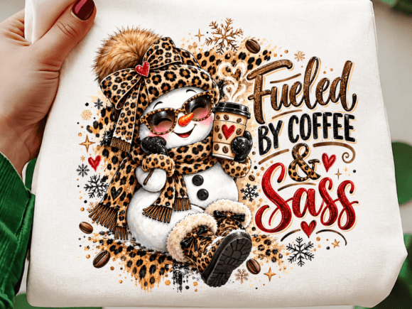 Coffee Sass Snowman Christmas PNG Design