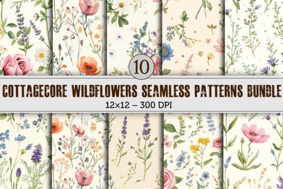 Cottagecore Wildflowers Seamless Pattern