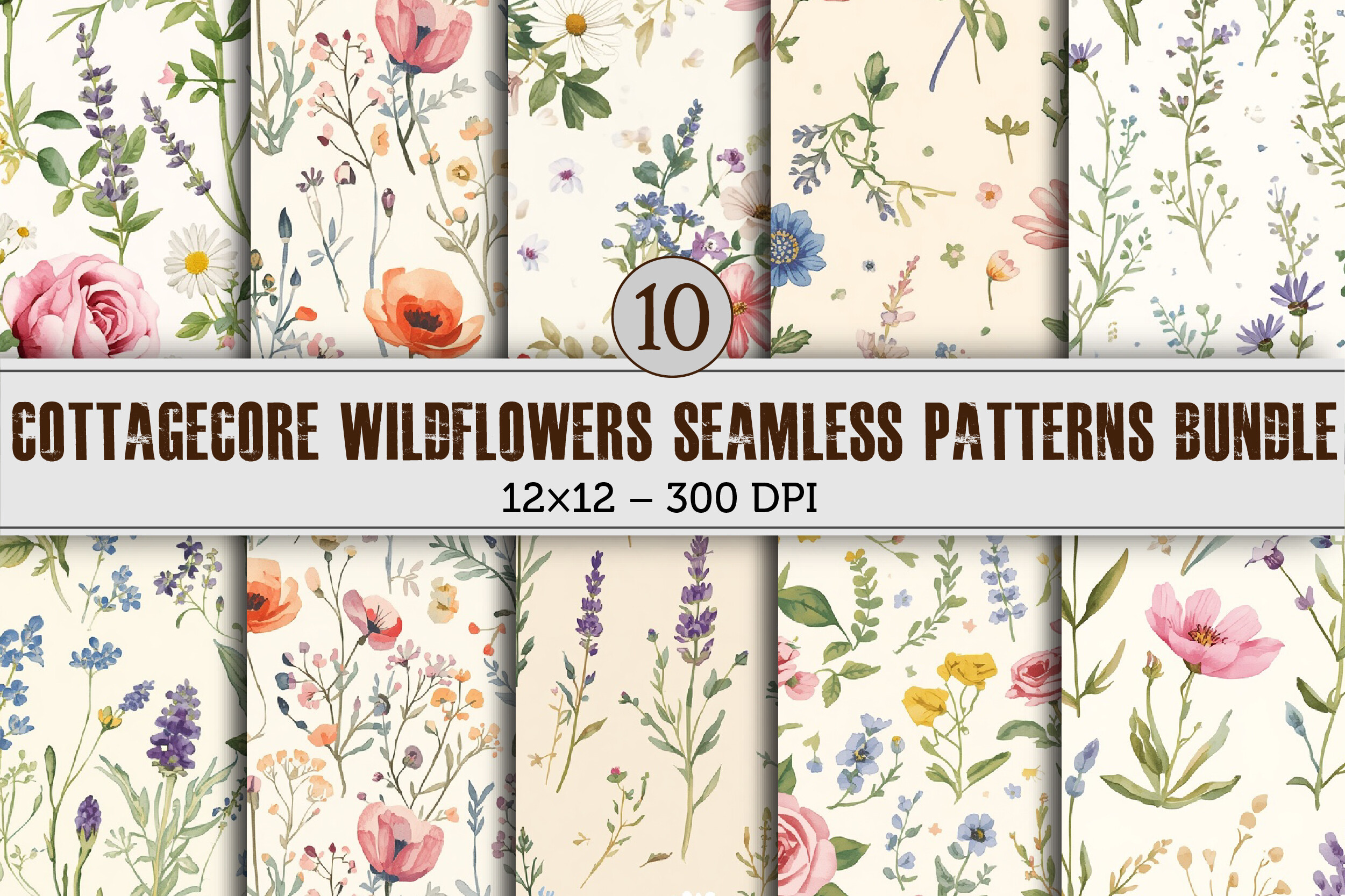 Cottagecore Wildflowers Seamless Pattern