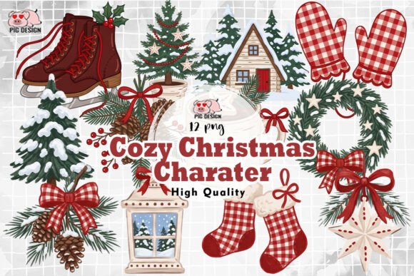 Cozy Christmas Character Clipart
