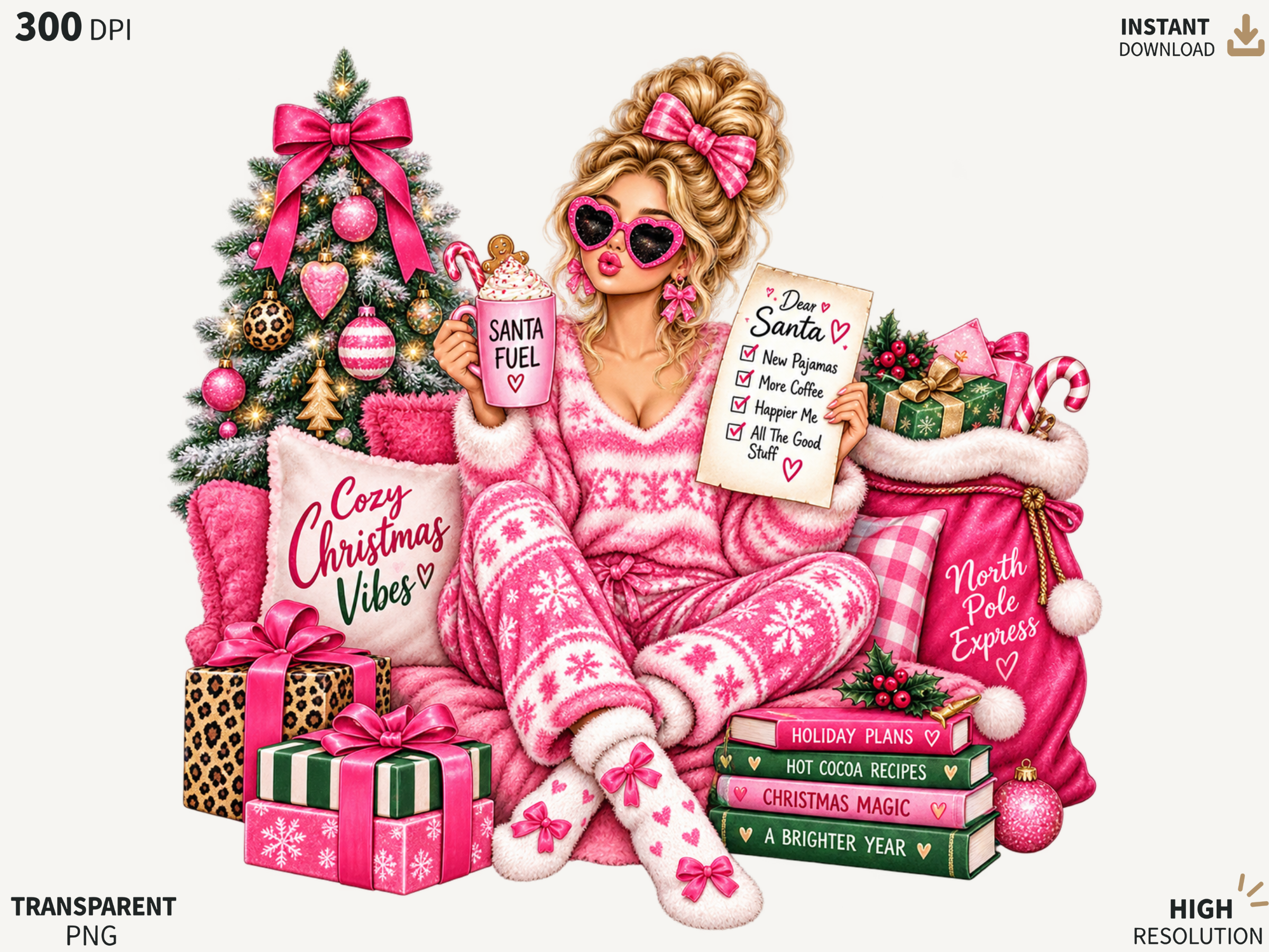 Cozy Christmas Vibes PNG, Pink Christmas