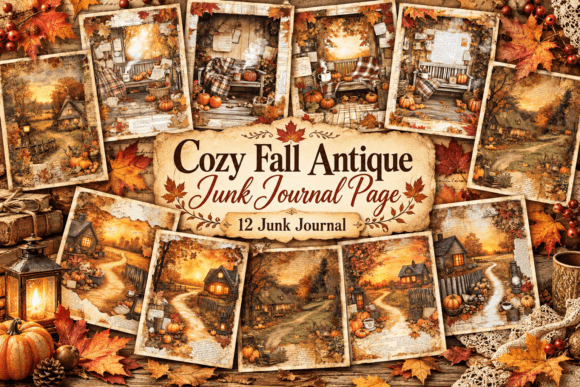 Cozy Fall Antique Junk Journal Page