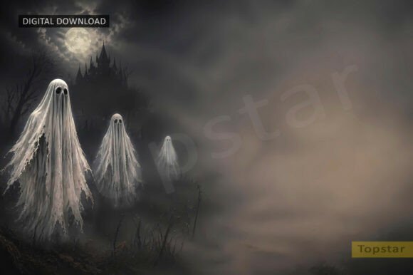 Creepy Ghosts Halloween Background Art