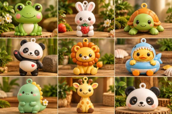 Cute Animal Charms STL Bundle – 9 3D Printable Keychain Models - Image 3