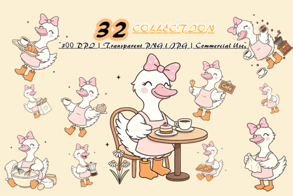 Cute Bakery Duck Clipart Bundle
