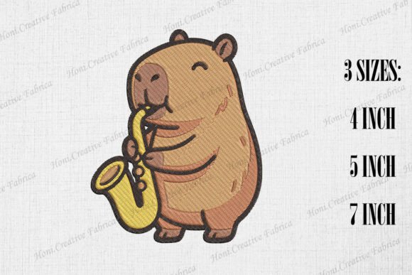 Cute Capybara Playing Saxophone