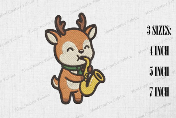 Cute Deer Playing Saxophone