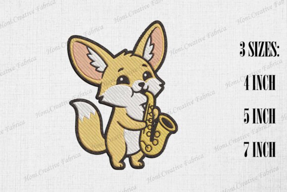Cute Fennec Fox Playing Saxophone