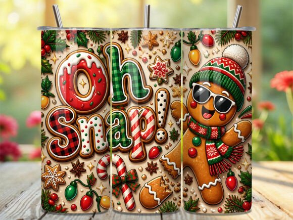 Cute Gingerbread Oh Snap Holiday Tumbler