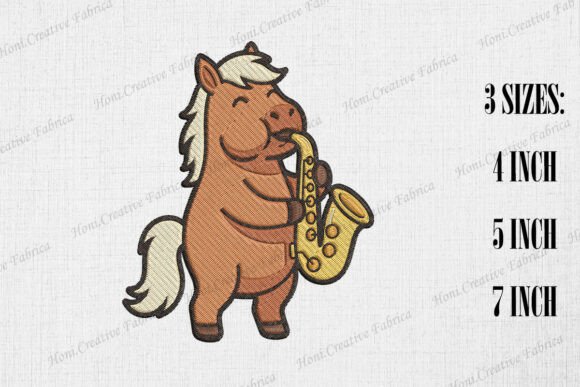 Cute Horse Playing Saxophone