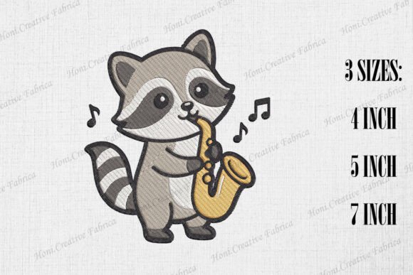 Cute Raccoon Playing Saxophone