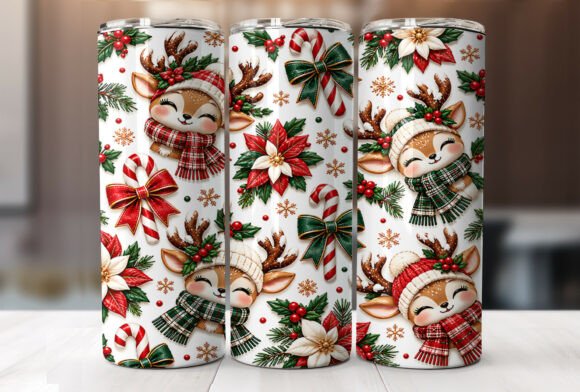 Cute Reindeer Christmas 20oz Tumbler PNG