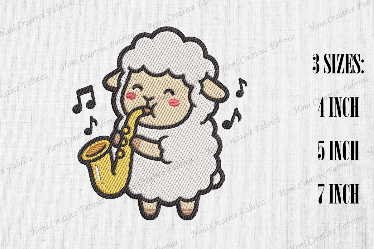 Cute Sheep Playing Saxophone