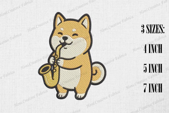 Cute Shiba Inu Playing Saxophone