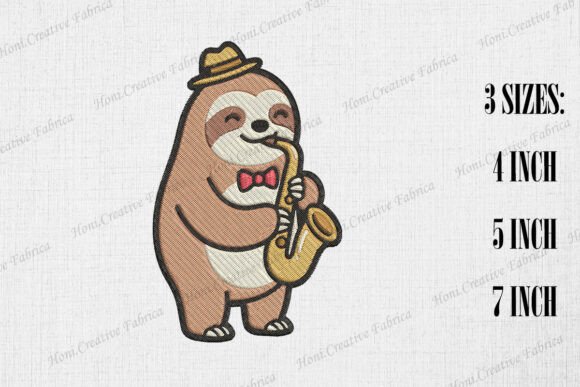 Cute Sloth Playing Saxophone