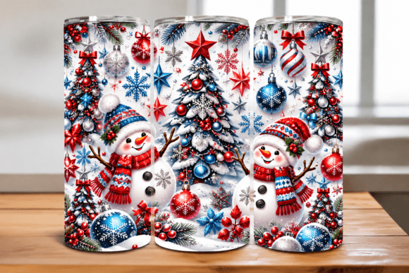 Cute Snowman Christmas Tree Tumbler Wrap