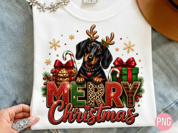 Dachshund Dog Merry Christmas PNG Shirt