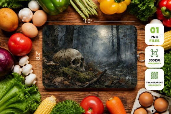 Dark Forest Skull Cutting Board Png Graphics