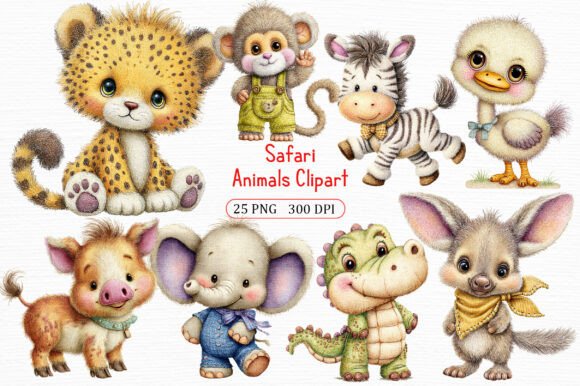 Deluxe Safari Animals Clipart Art Set