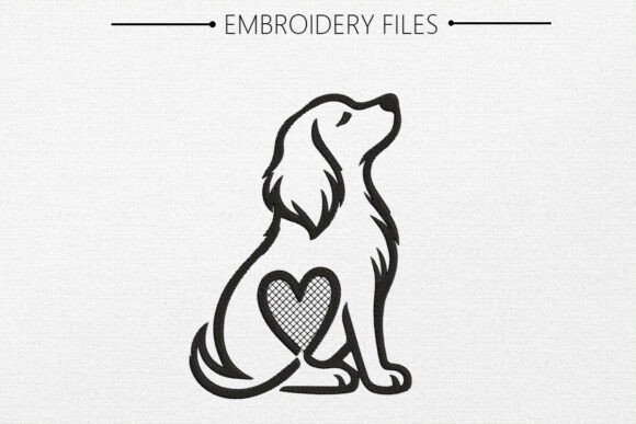 Dog with Heart Embroidery Design