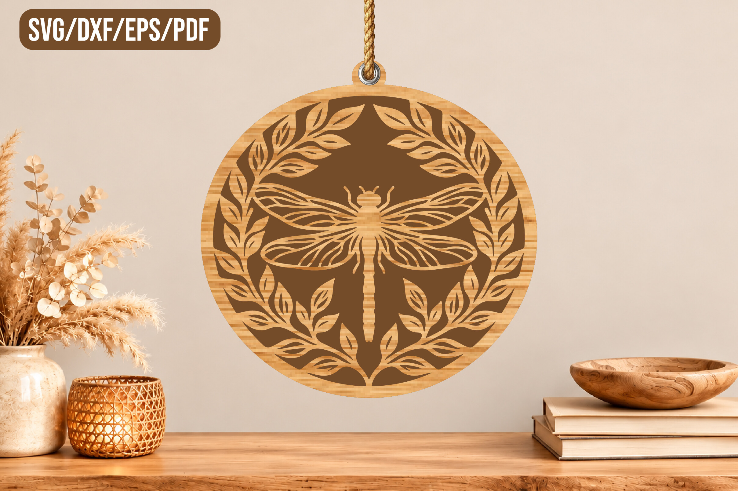 Dragonfly Leaf Round Wall Art