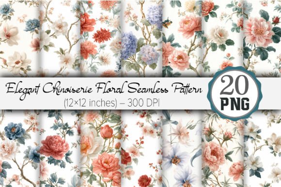 Elegant Chinoiserie Floral Seamless Patt