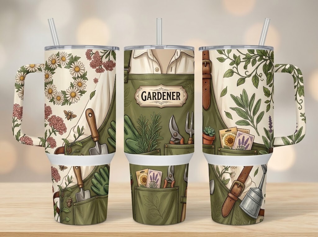 Elegant Floral Gardener Tumbler Design