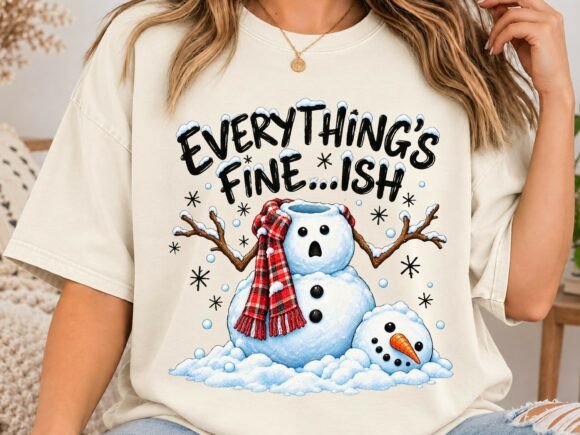 Everything's Fine Snowman PNG Shirt Desi