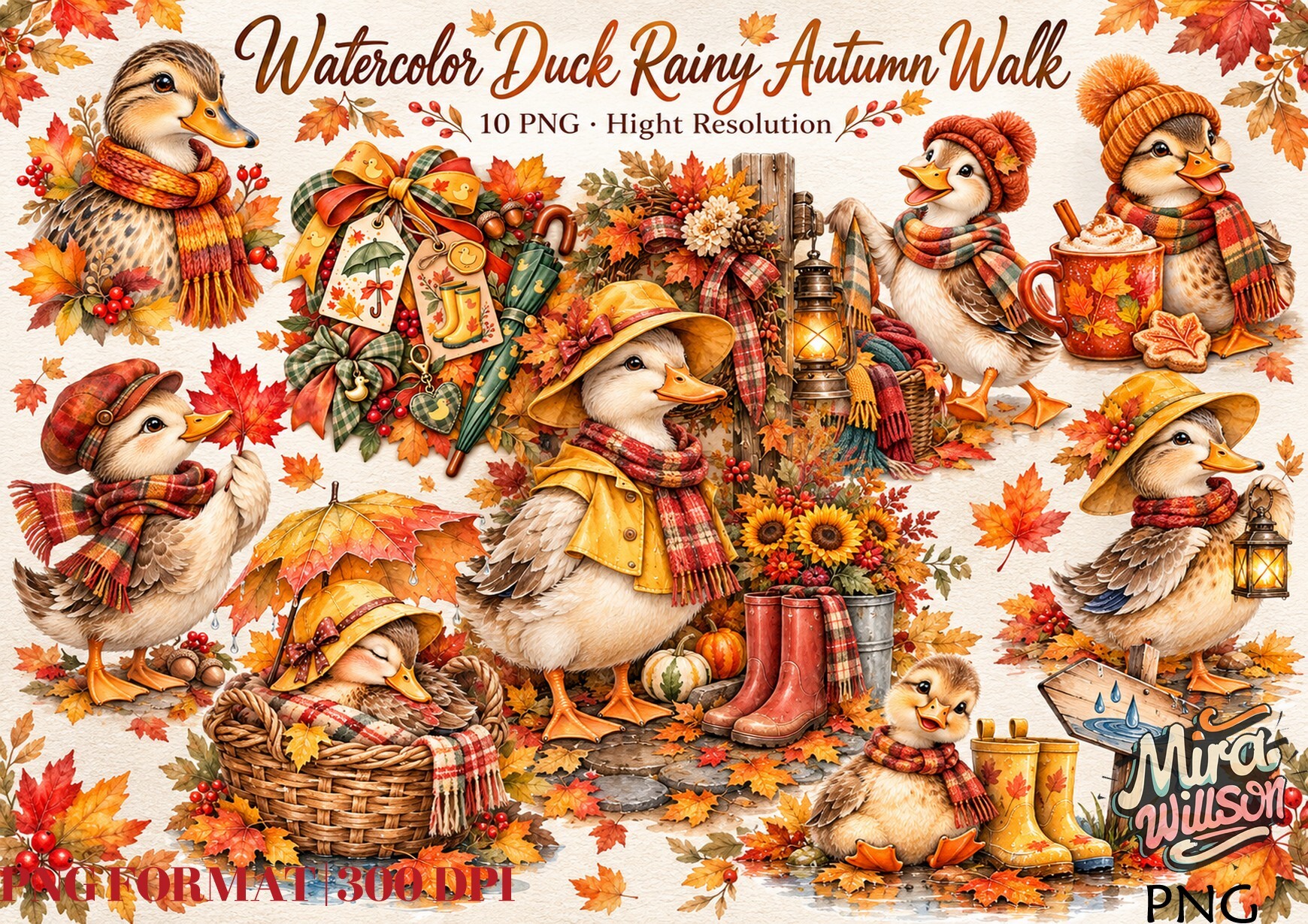 Fall Duck Rainy Autumn Walk Bundle