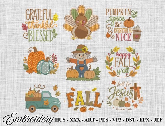Fall Embroidery Design Bundle