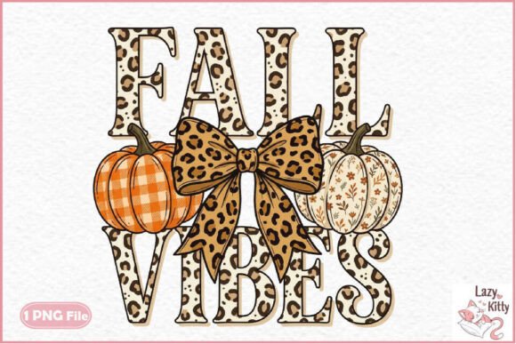 Fall Vibes Leopard Pumpkin Bow PNG