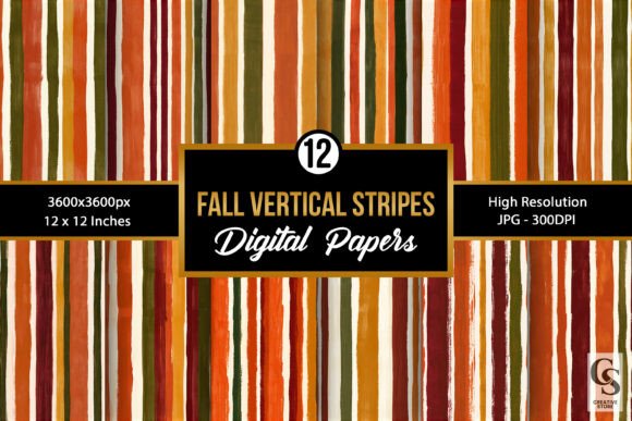 Fall Watercolor Stripes Seamless Pattern