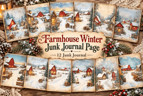 Farmhouse Winter Junk Journal Page