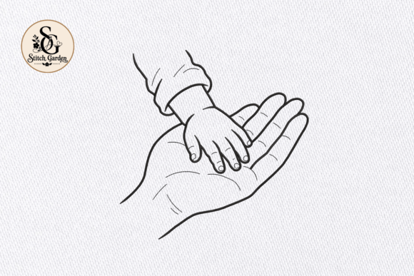Father Child Hands Embroidery