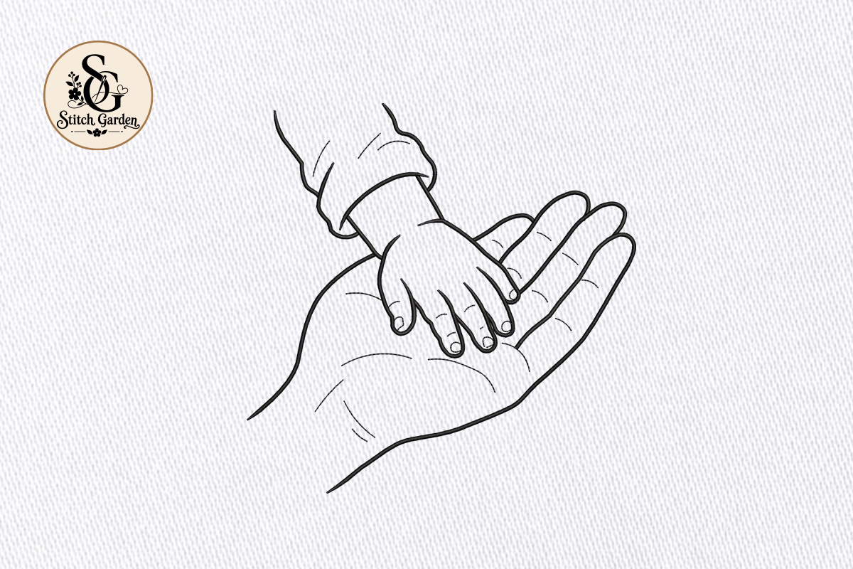 Father Child Hands Embroidery
