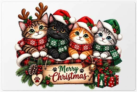 Festive Christmas Cats PNG