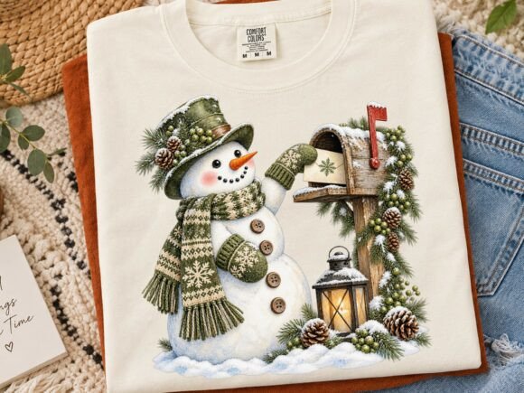 Festive Snowman Mailbox PNG Sublimation