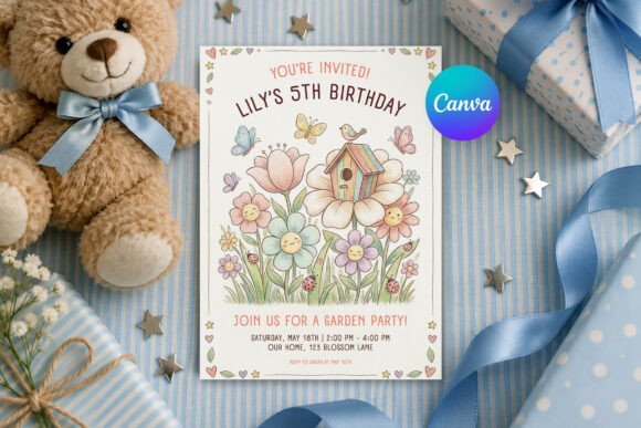 Floral Garden Birthday Invitation Canva