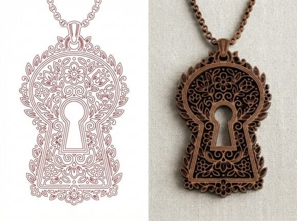 Floral Keyhole Pendant Design