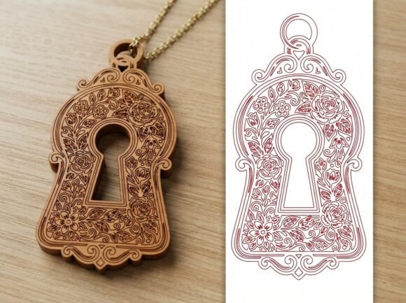 Floral Keyhole Pendant Design