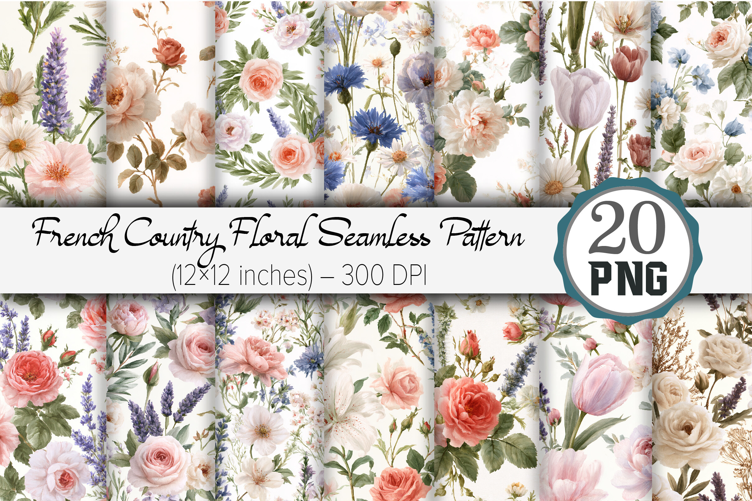 French Country Floral Seamless Pattern