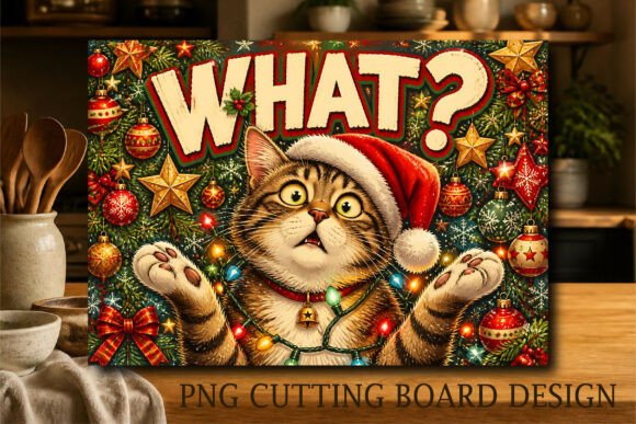 Funny Christmas Cat Xmas Cutting Board