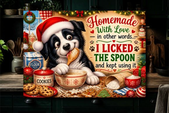 Funny Christmas Dog Licked Cutting Board