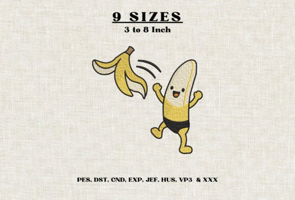 Funny Peeled Banana Embroidery Design