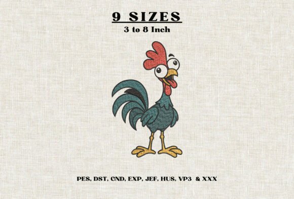 Funny Rooster Embroidery Design DST PES