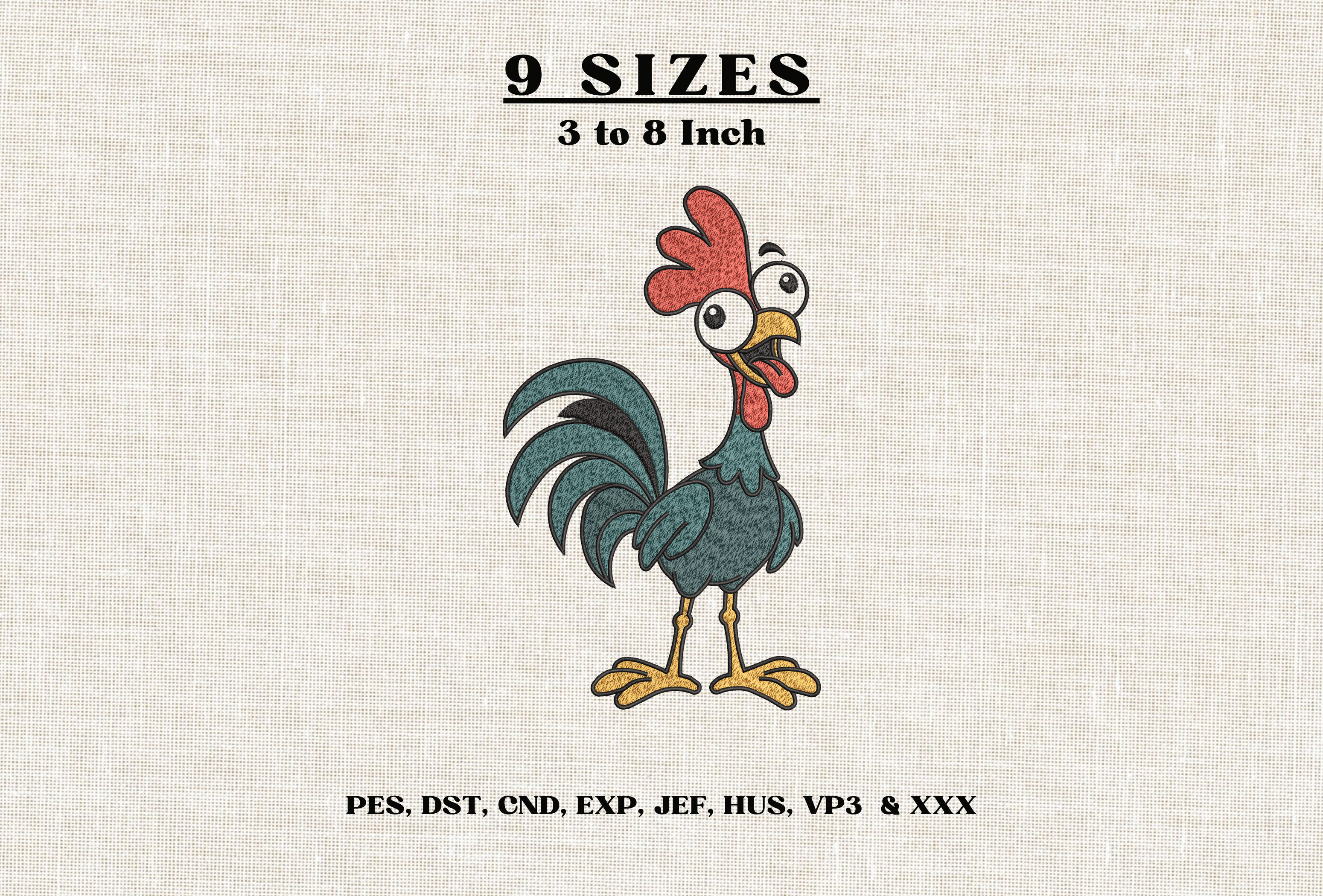 Funny Rooster Embroidery Design DST PES