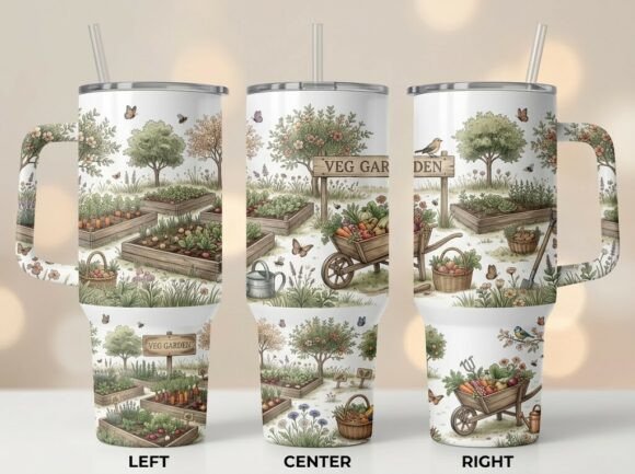 Garden Queen Floral Art Tumbler Design