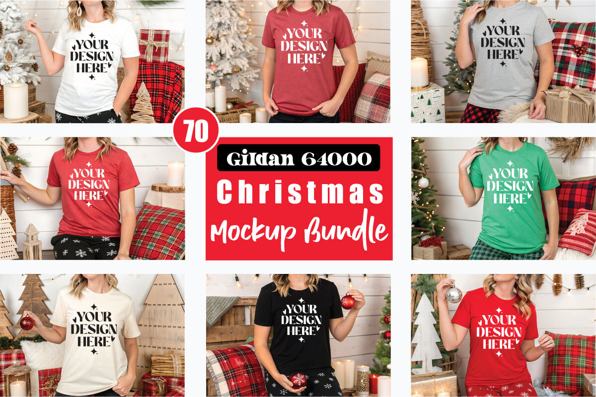 Gildan 64000 Christmas Mockup Bundle