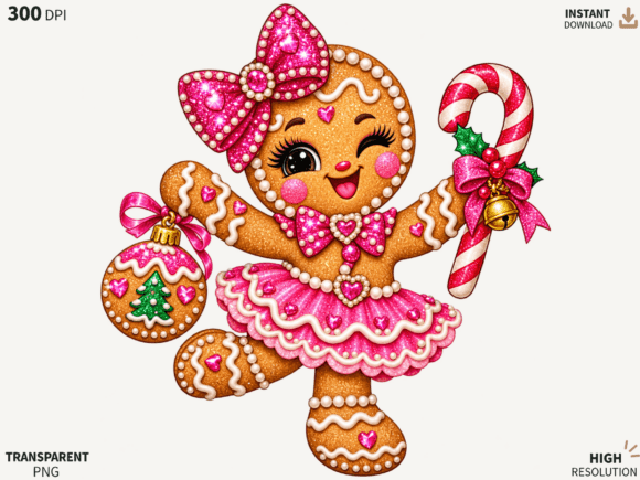 Gingerbread Girl Christmas PNG, Cute Hol